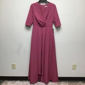 Kay Unger Womens Faith Jumpsuit Purple Skirted Surplice Neck Short Sleeve‎ 4 New